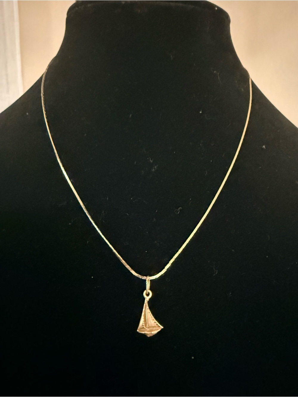 14k Gold Necklace with 14k gold Sailboat Pendant